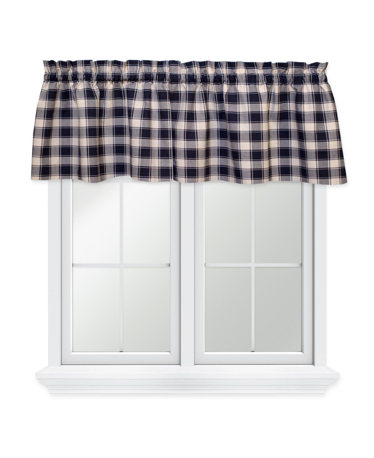 Ellis Curtain 50% Polyester 50% Cotton Country Check Tailored With 1.5" Rod Pocket Window Valance 58" x 15"