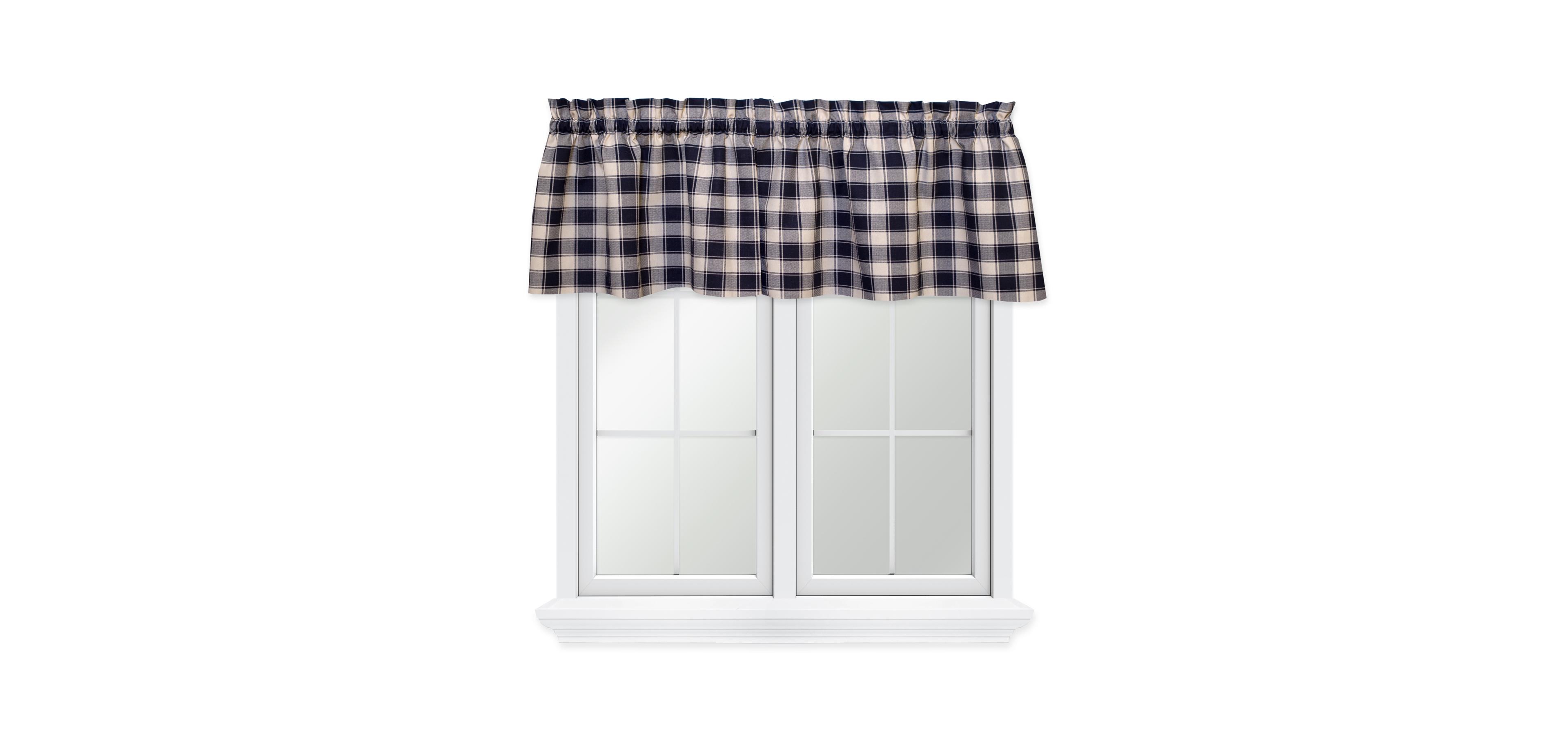 Ellis Curtain 50% Polyester 50% Cotton Country Check Tailored With 1.5" Rod Pocket Window Valance 58" x 15"