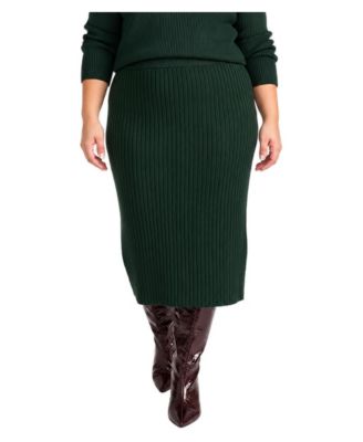 Plus Size Risa Pull-On A-Line Midi Sweater Skirt