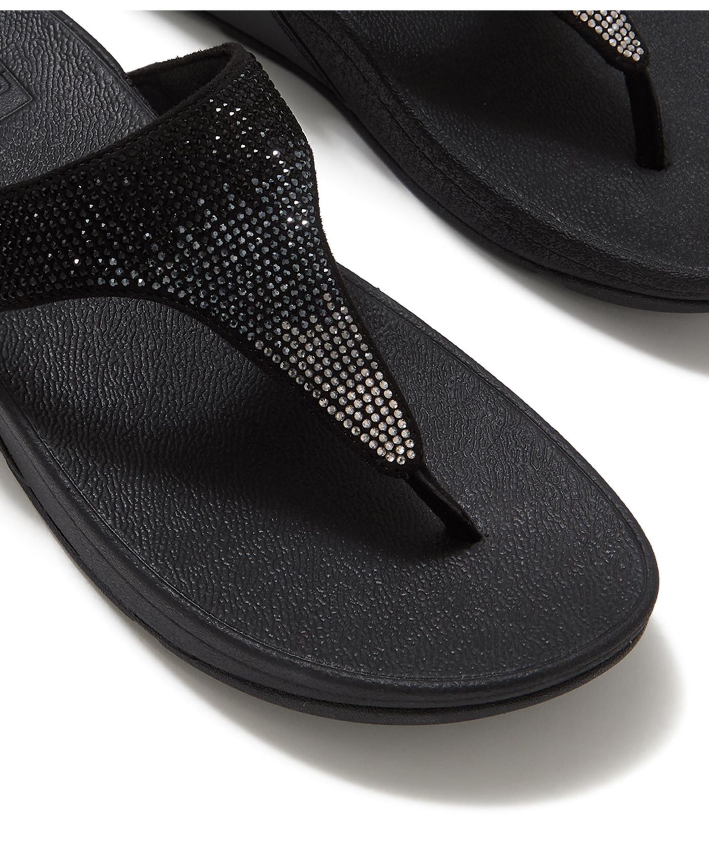 Женские сандалии FitFlop Lulu Ombre Crystal Toe Post Wedge, цвет: Чёрный — фото 4