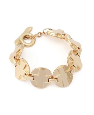 Women's Gold-Tone Cross Chain Link Toggle Bracelet