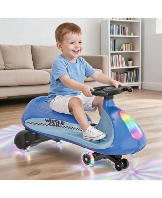 12V Dual Motor Wiggle Ride-On Car with Bluetooth Music, Ages 3-8