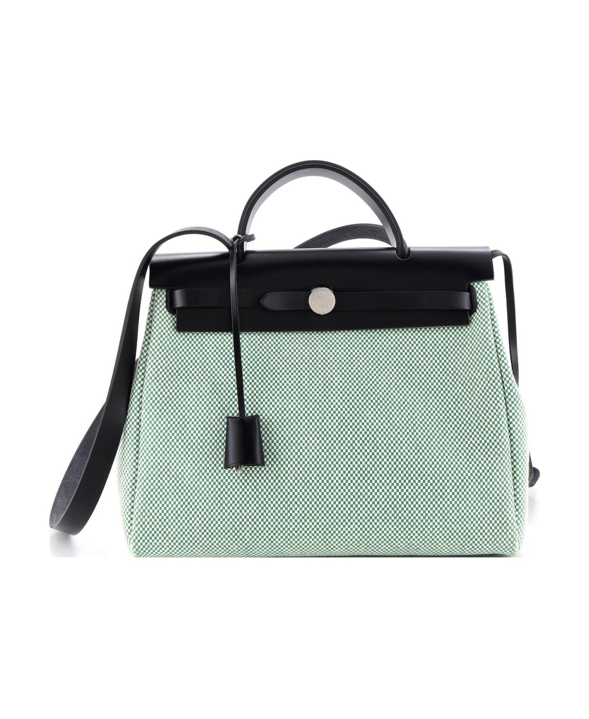 Pre-Owned Hermes 31 Herbag Zip Criss Viking Toile and Leather - Green