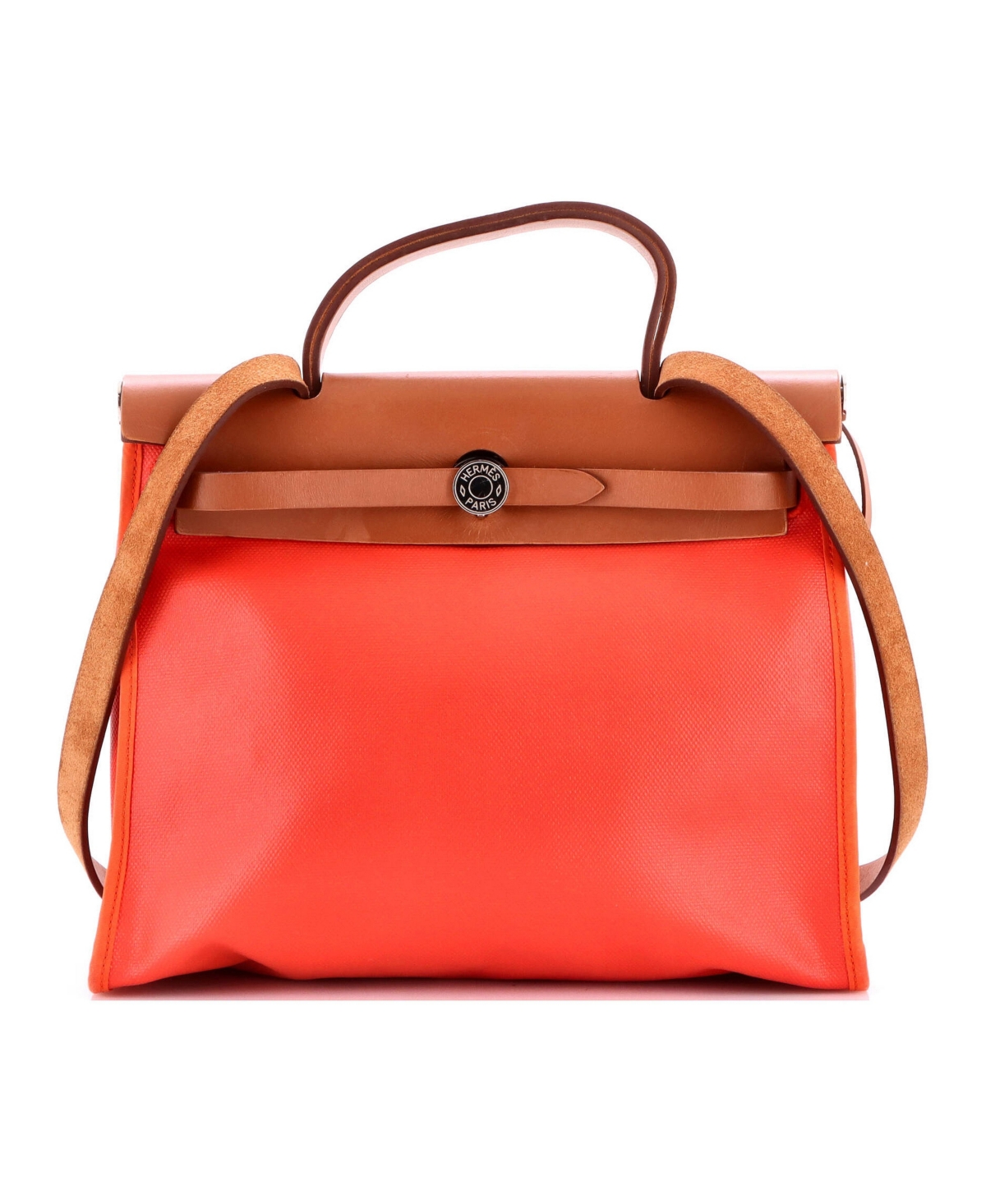 Pre-Owned Hermes 31 Herbag Zip Berline Vache Canvas and Leather - Red
