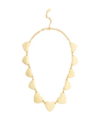 Gold-Tone Textured Heart Collar Necklace