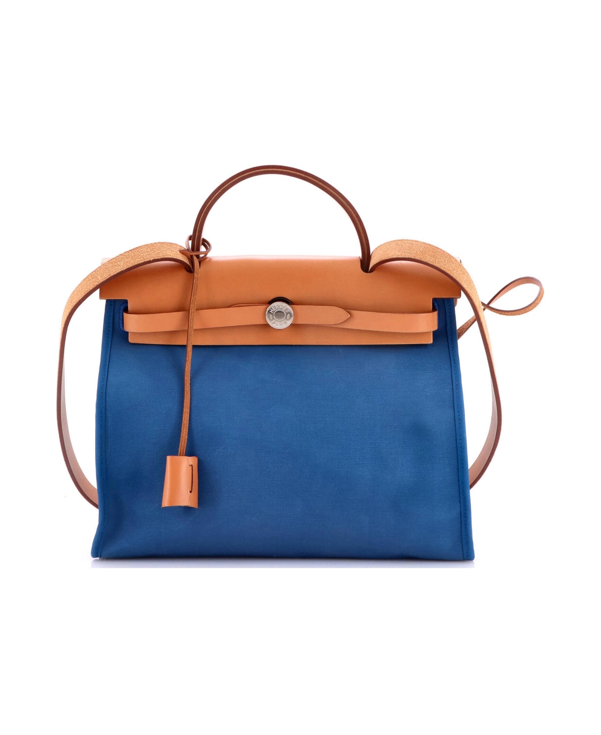 Pre-Owned Hermes 31 Herbag Zip Leather and Toile - Blue