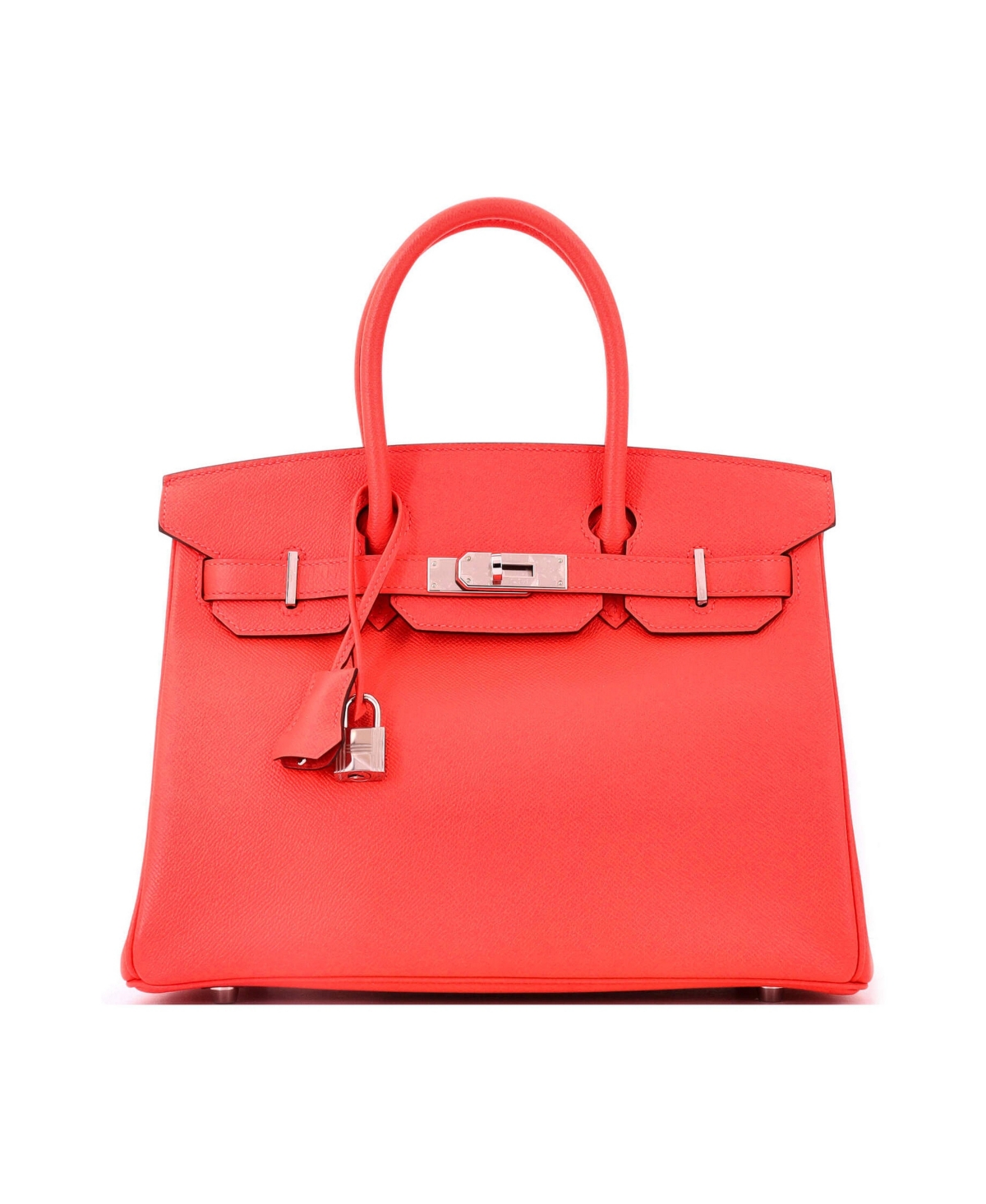 Pre-Owned Hermes Birkin 30 Handbag Red Epsom with Palladium Hardware - Red