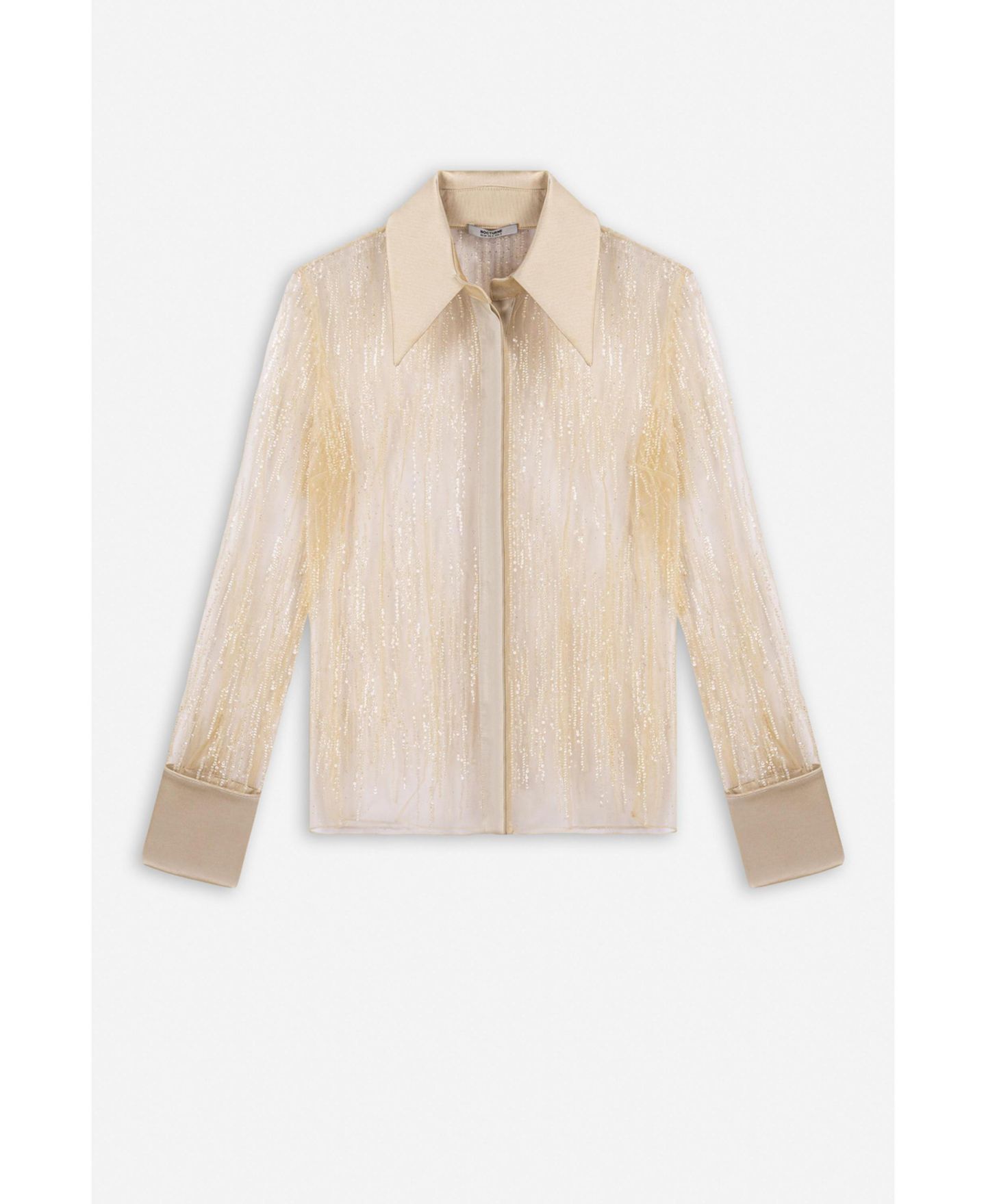 Женская рубашка NOCTURNE Long-Sleeve Metallic Point-Collar, цвет: Золотой — фото 3