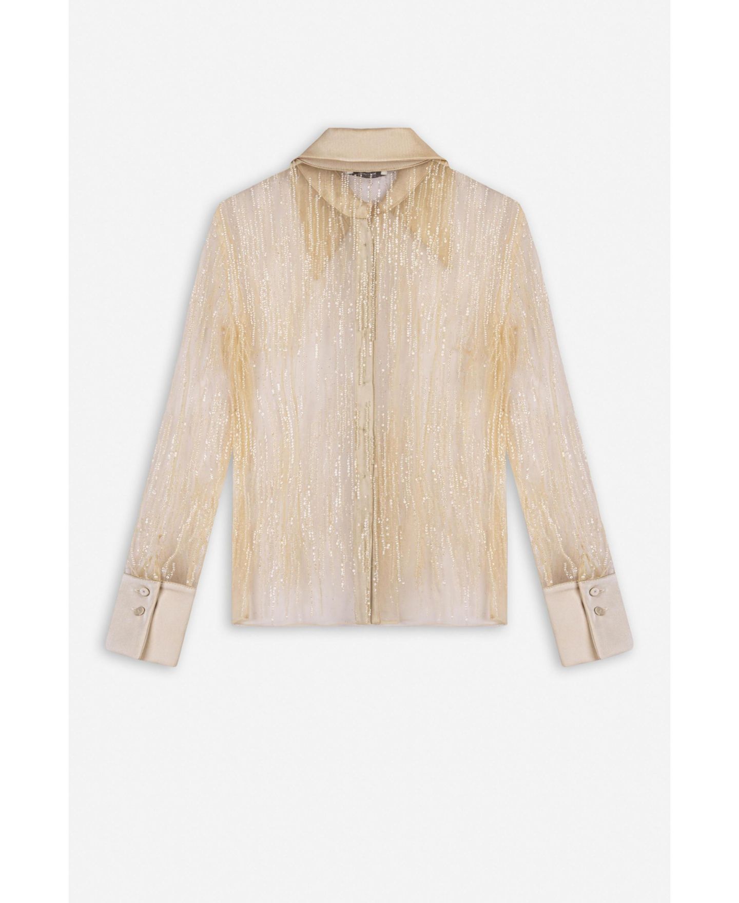 Женская рубашка NOCTURNE Long-Sleeve Metallic Point-Collar, цвет: Золотой — фото 6