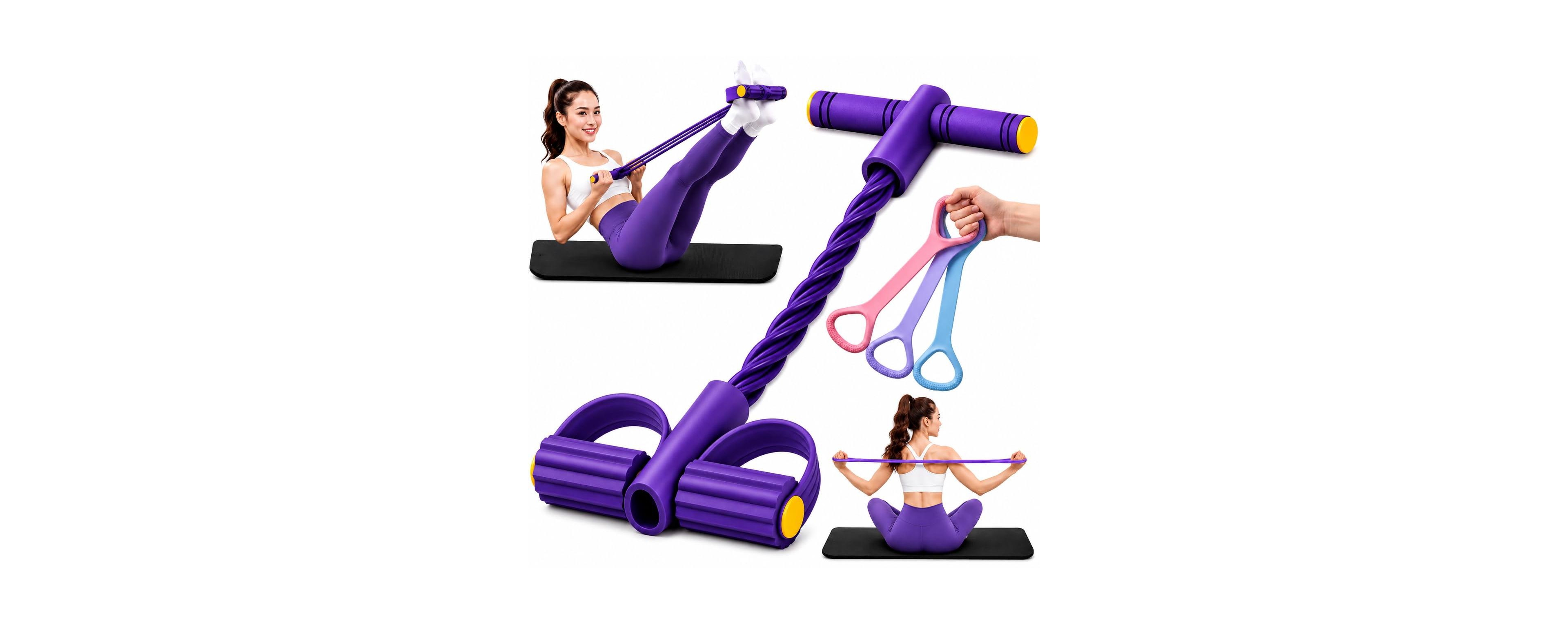 Sportneer 6 Tube Pedal Resistance Band Set With Figure 8 Bands All In One Home Gym Workout Kit