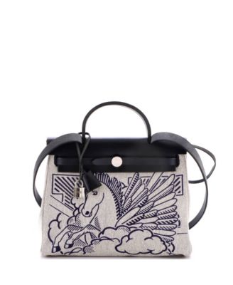 Pre-Owned HERMES 31 Herbag Zip Pegase Pop Toile and Leather