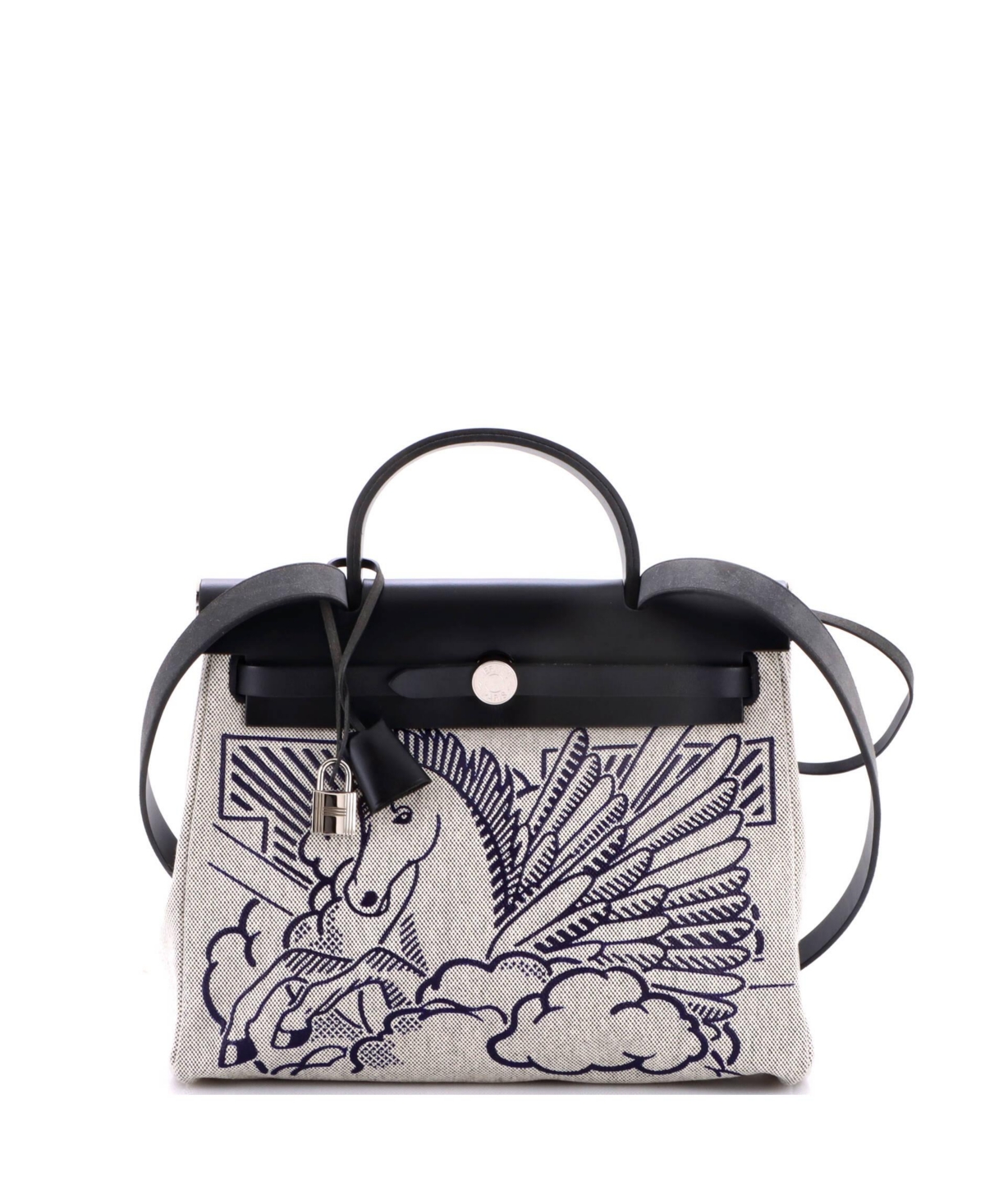 Pre-Owned Hermes 31 Herbag Zip Pegase Pop Toile and Leather - White