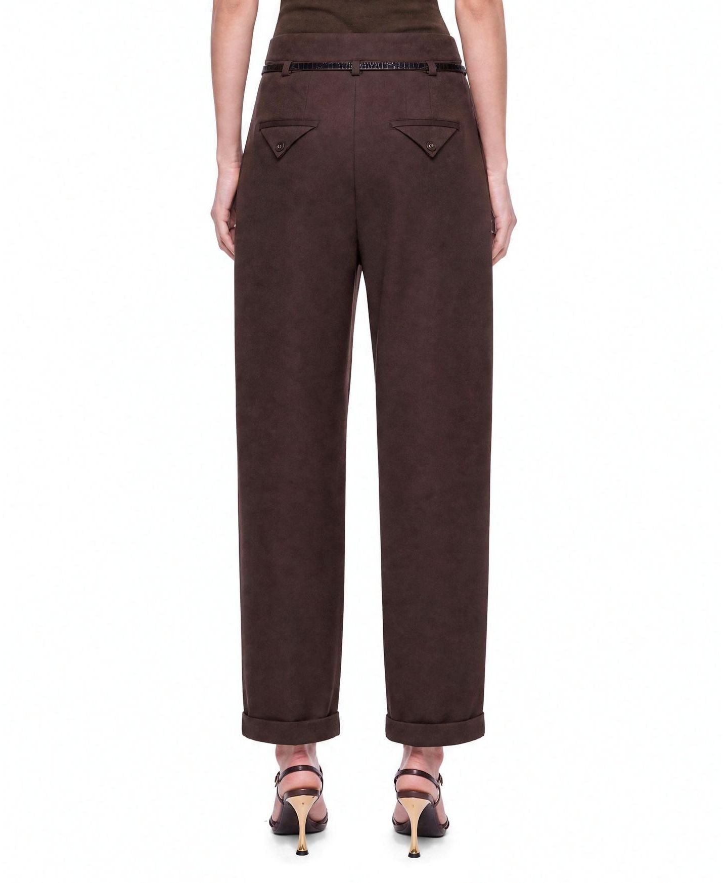 Женские брюки NOCTURNE Belted Pleat Front, цвет: Коричневый — фото 3