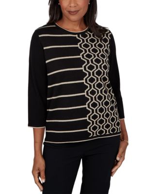 Petite Crewneck 3/4-Sleeve Pullover Sweater