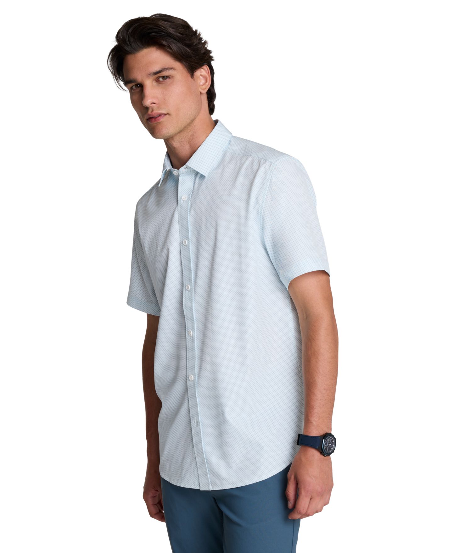 Мужская рубашка Kenneth Cole Athletic-Fit Short-Sleeve Printed, цвет: Бриллиантовый синий — фото 1