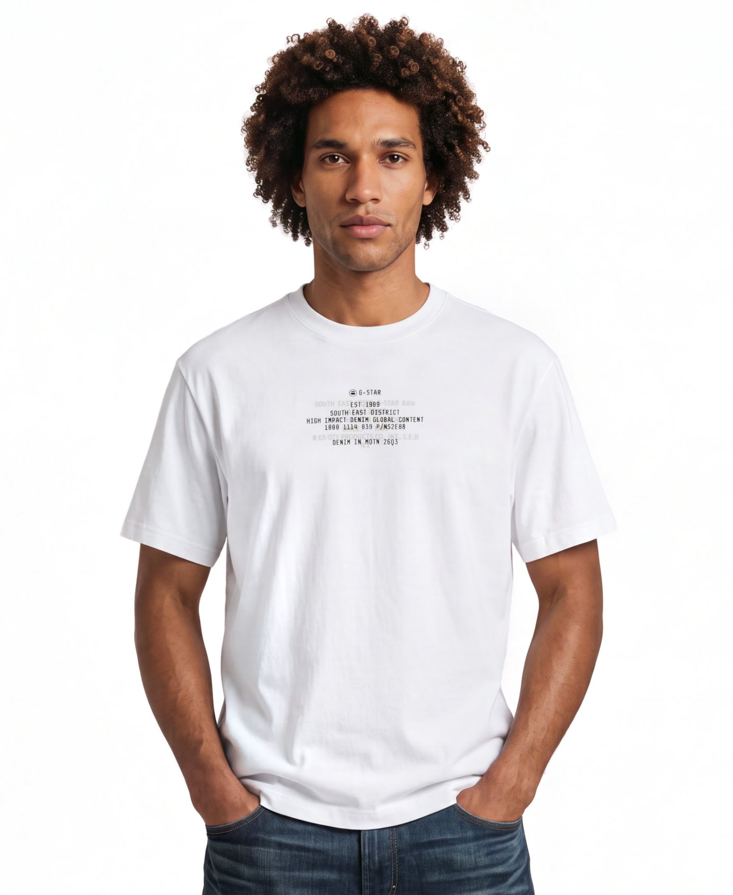 Мужская футболка G-Star Raw Multi Text Relaxed Graphic, цвет: Белый — фото 1