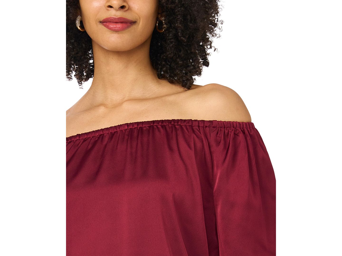 Женская блузка Vince Camuto Off-the-Shoulder Long-Sleeve Satin, цвет: Мерло — фото 3