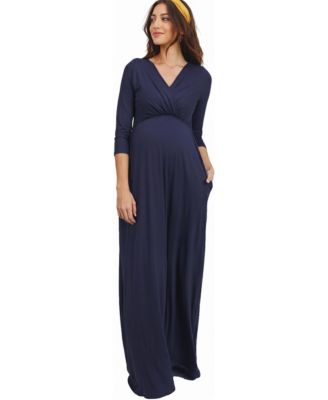 Women's 3/4 Sleeve Surplice Nursing Maxi Dress