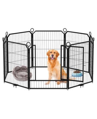Heavy Duty Metal Dog Playpen with Door - 24-Inch 8-Panel Collapsible and Expandable Exercise Pen for Indoor and Outdoor