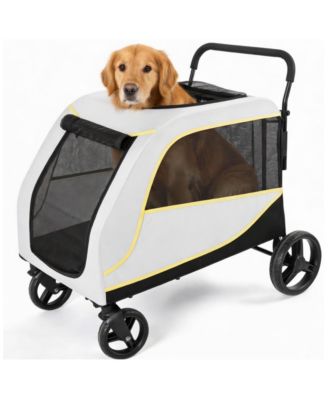 Large Dog Stroller for Medium and Big Pets, Folding Dual Entry Pet Wagon, Foot Brake, All-Terrain Wheels, Air Mesh, 176 Lbs Capacity