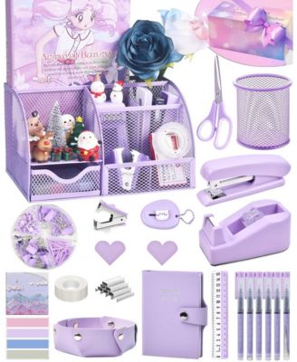 23 Piece Purple Office Supplies Desk Accessory Gift Set For Women Students Teachers