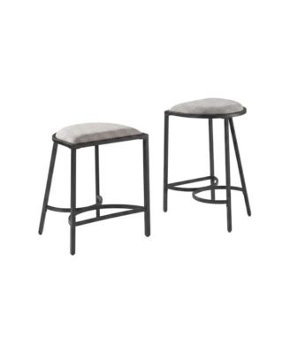 Counter Height Bar Stool Set with Plush Upholstery and Wooden Legs
