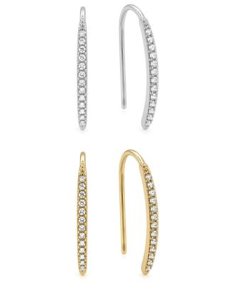 Crystal Duo Threader Earrings in Silver Plate and Gold Plate