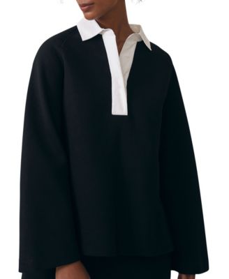 Women's Gaia Colorblock Raglan-Sleeve Open-Collar Sweatshirt