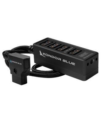 16" Male D-Tap to 4-Port Female D-Tap Splitter Hub, Raven Black