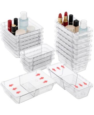 15 Piece Adjustable Drawer Organizer Set 2 Sizes Multi Purpose Storage