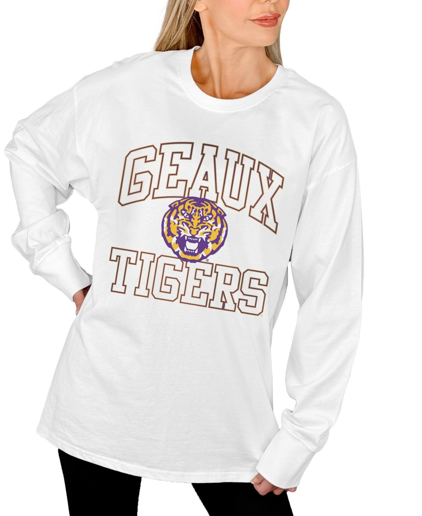 Женская футболка Gameday Couture White LSU Tigers Mind Games Oversized Long-Sleeve — фото 4