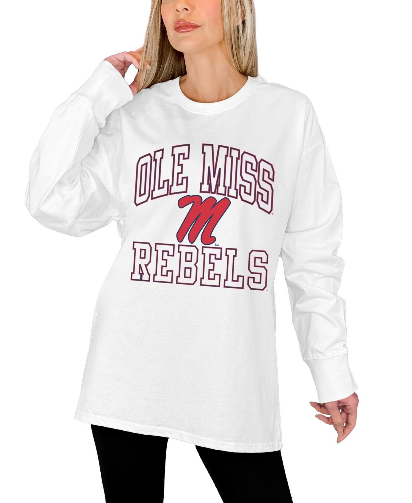 Женская футболка Gameday Couture White Ole Miss Rebels Mind Games Oversized Long-Sleeve — фото 2