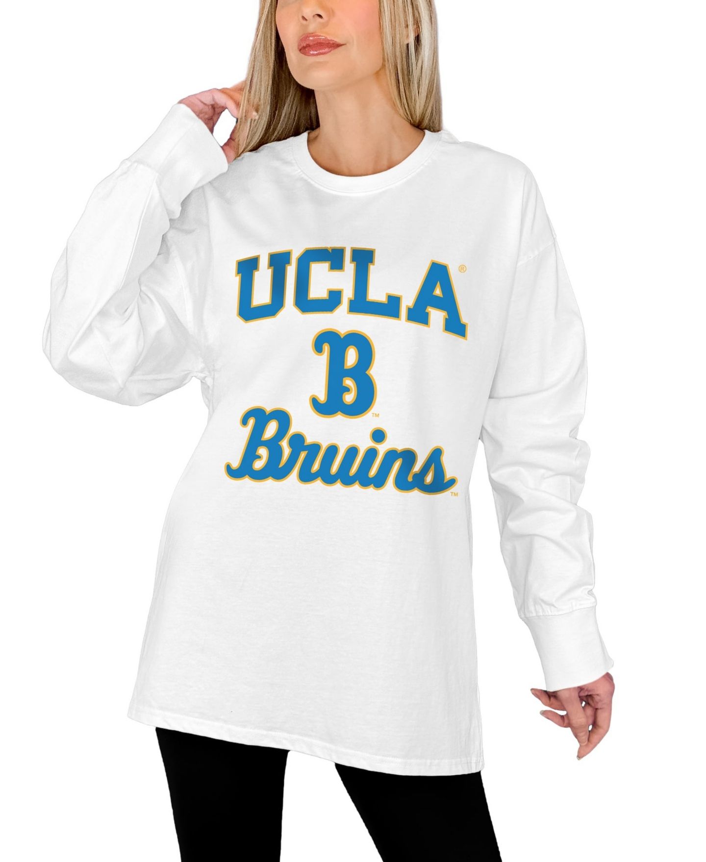 Женская футболка Gameday Couture White Ucla Bruins Mind Games Oversized Long-Sleeve — фото 2