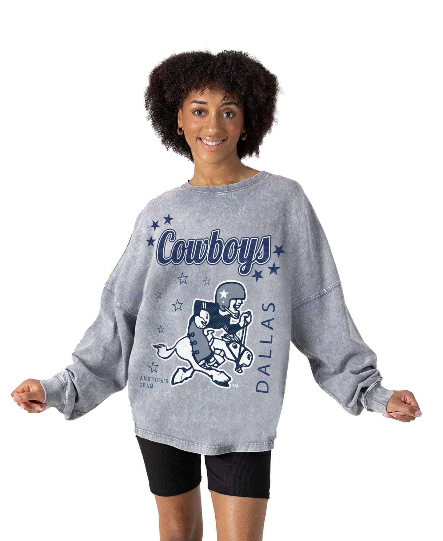 Женская футболка Gameday Couture Gray Dallas Cowboys Starbound Oversized Snow Wash Long-Sleeve — фото 1