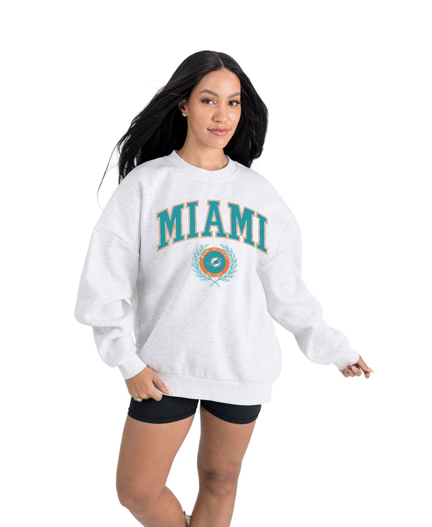 Женская толстовка Gameday Couture Ash Miami Dolphins Traditional Logo Oversized Premium Fleece Pullover — фото 1
