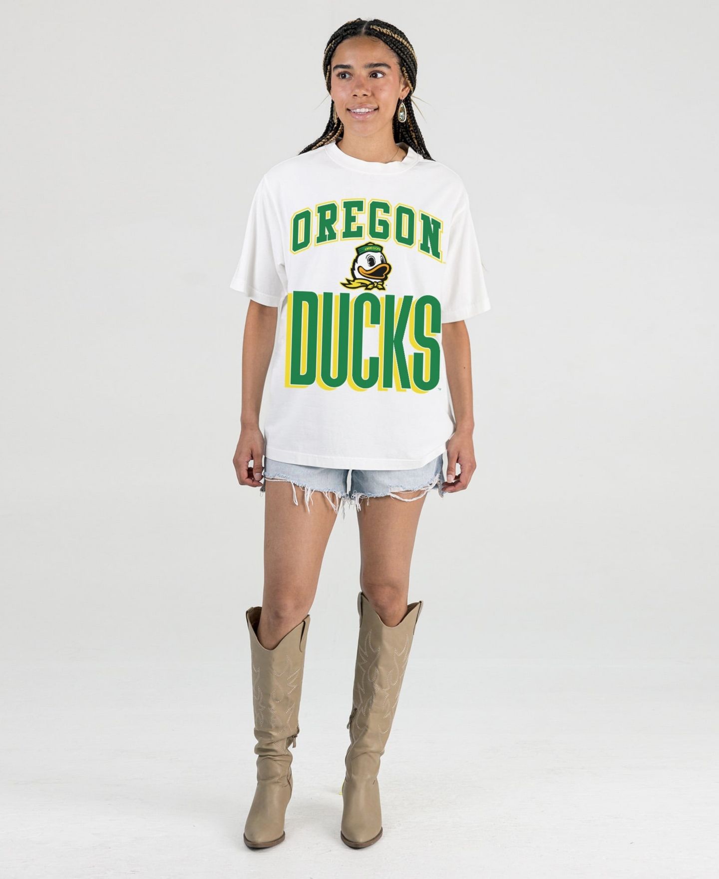 Женская футболка Gameday Couture Cream Oregon Ducks Oversized Fierce Focus — фото 4