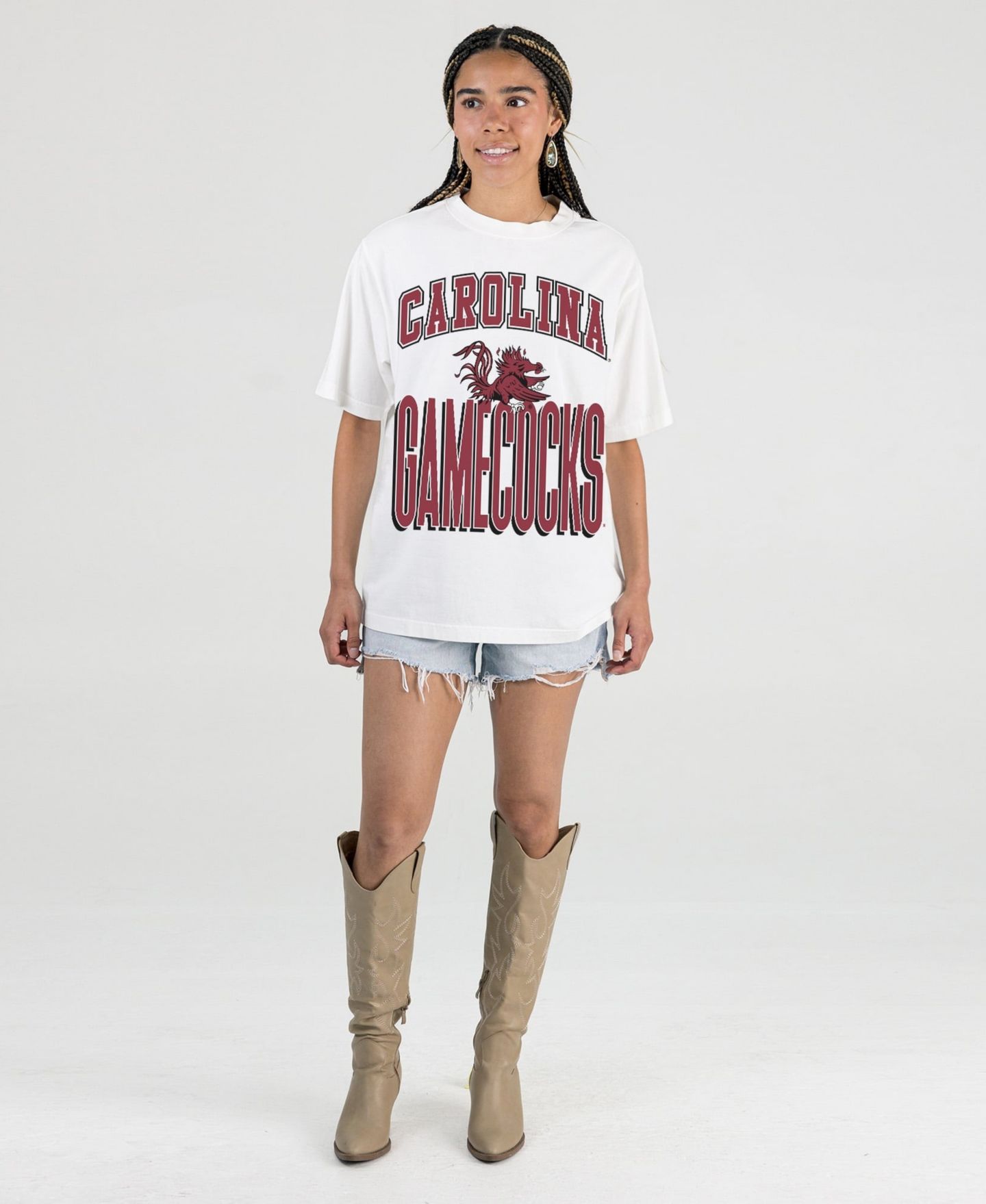 Женская футболка Gameday Couture Cream South Carolina Gamecocks Oversized Fierce Focus — фото 4