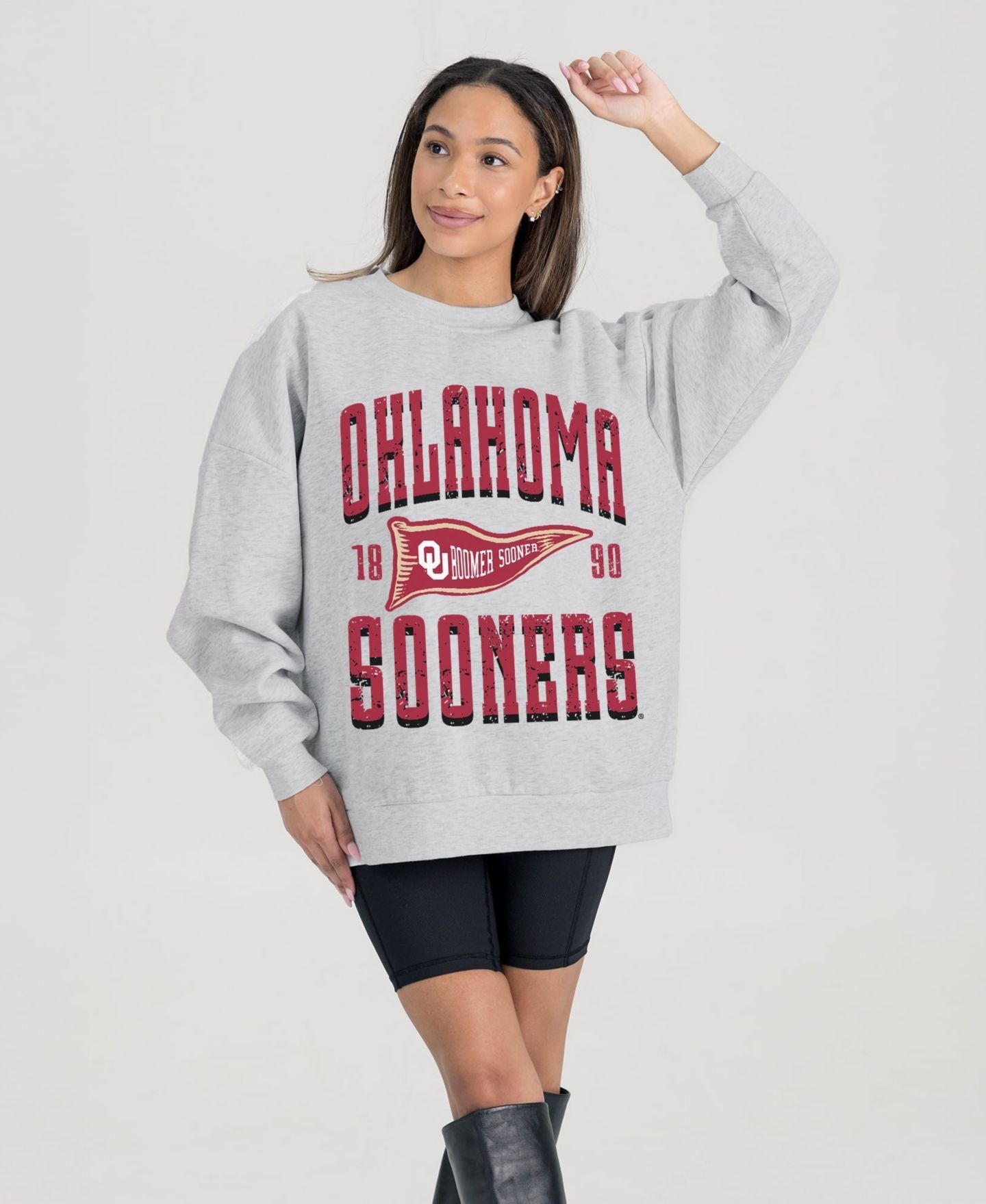 Женская толстовка Gameday Couture Ash Oklahoma Sooners Oversized Pennant Pride Premium Fleece — фото 1