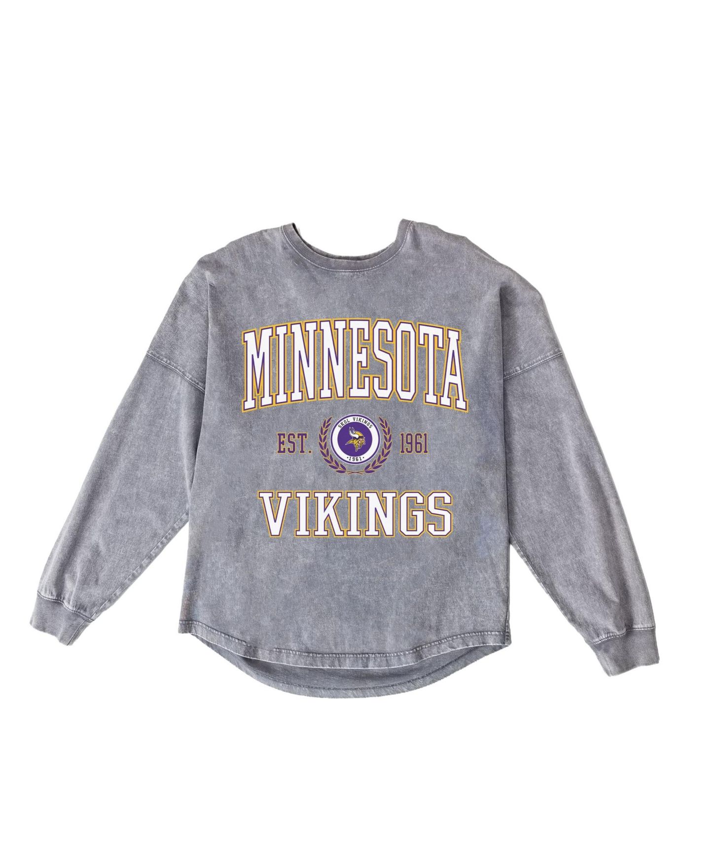 Женская футболка Gameday Couture Gray Minnesota Vikings Oversized Final Score Snow Wash Long-Sleeve — фото 6
