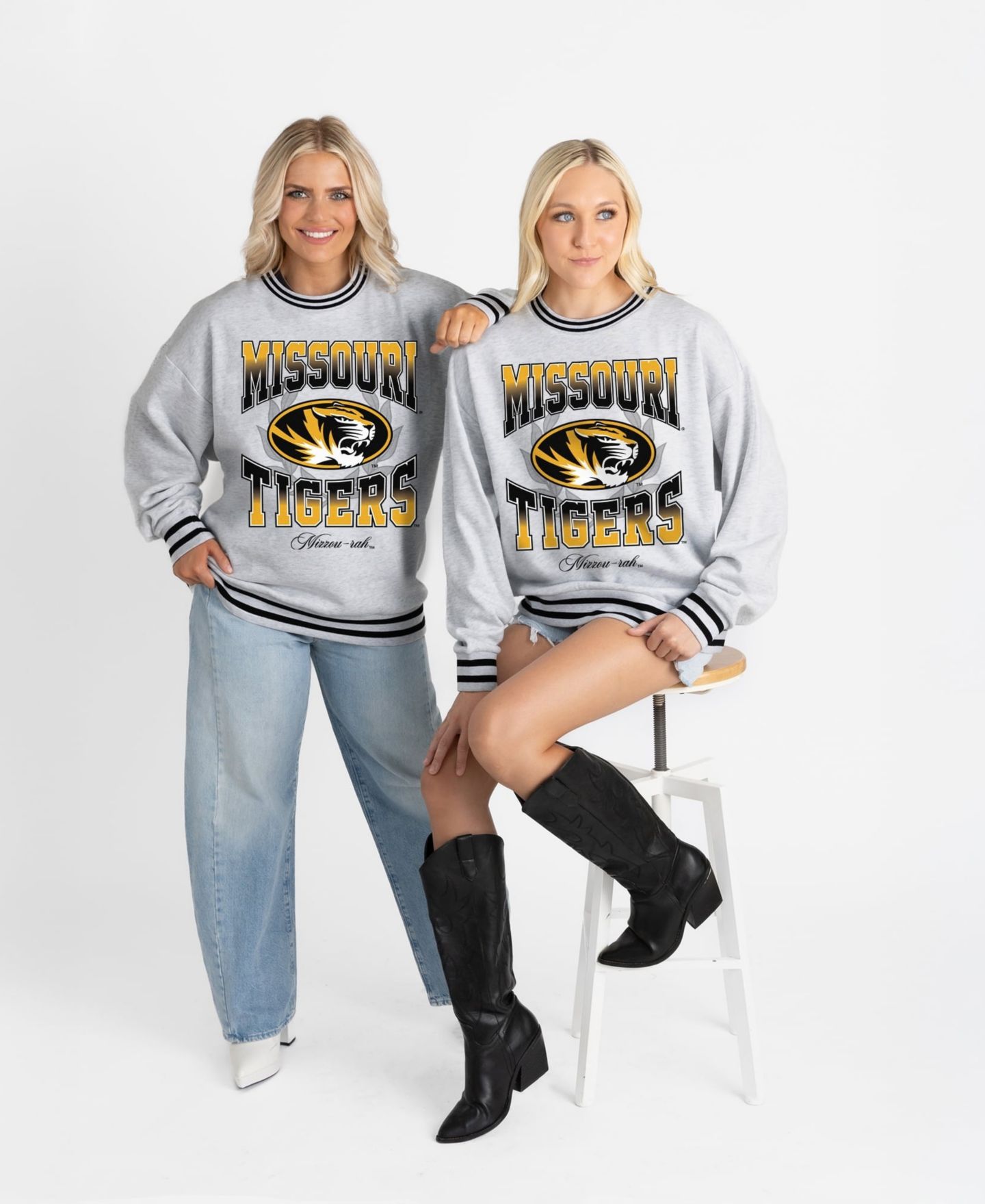 Женская толстовка Gameday Couture Ash Missouri Tigers Oversized Fade Route Ringer Stripe — фото 6