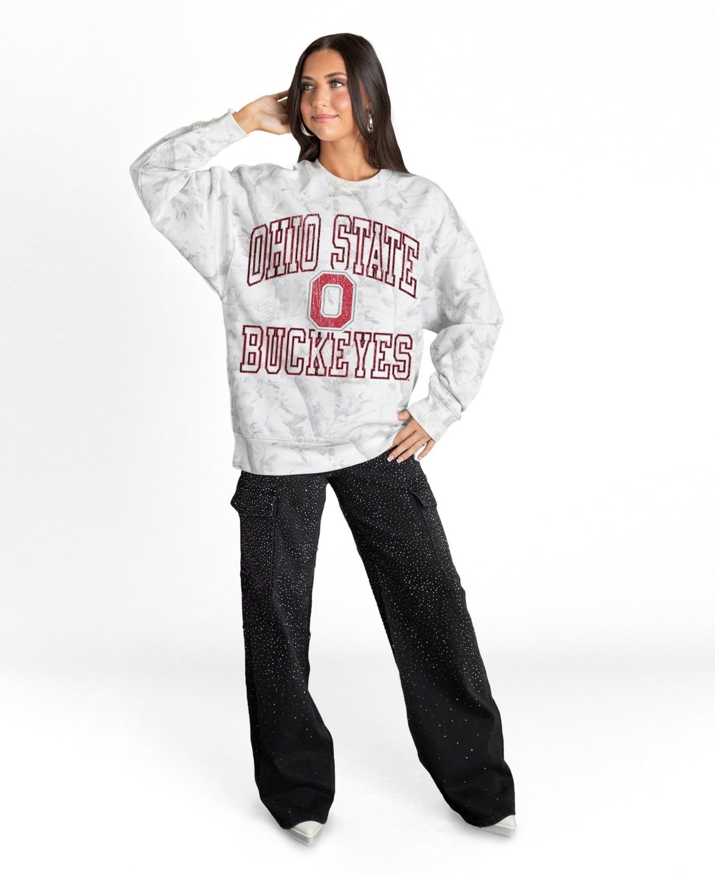 Женская толстовка Gameday Couture Ash Ohio State Buckeyes Whiteout Premium Fleece Camo — фото 3