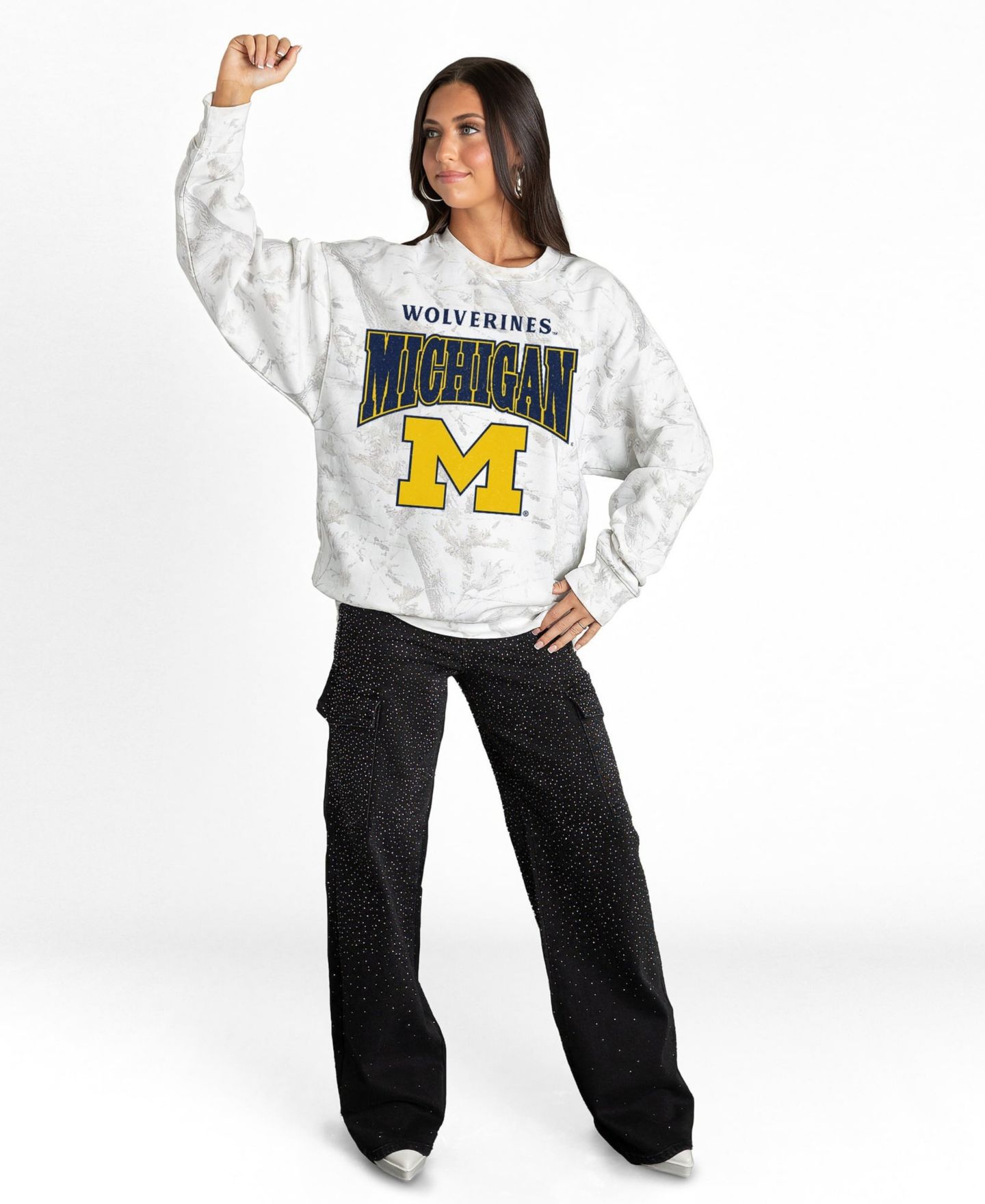 Женская толстовка Gameday Couture Ash Michigan Wolverines Rally Ready Premium Fleece Camo — фото 3