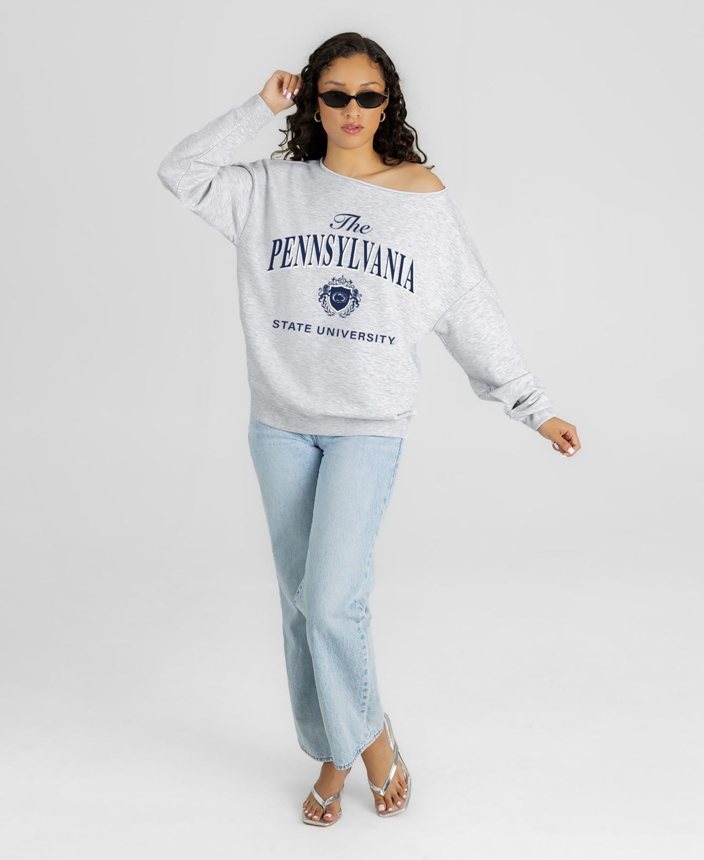 Женская толстовка Gameday Couture Ash Penn State Nittany Lions Offsides Energy Off-Shoulder — фото 4