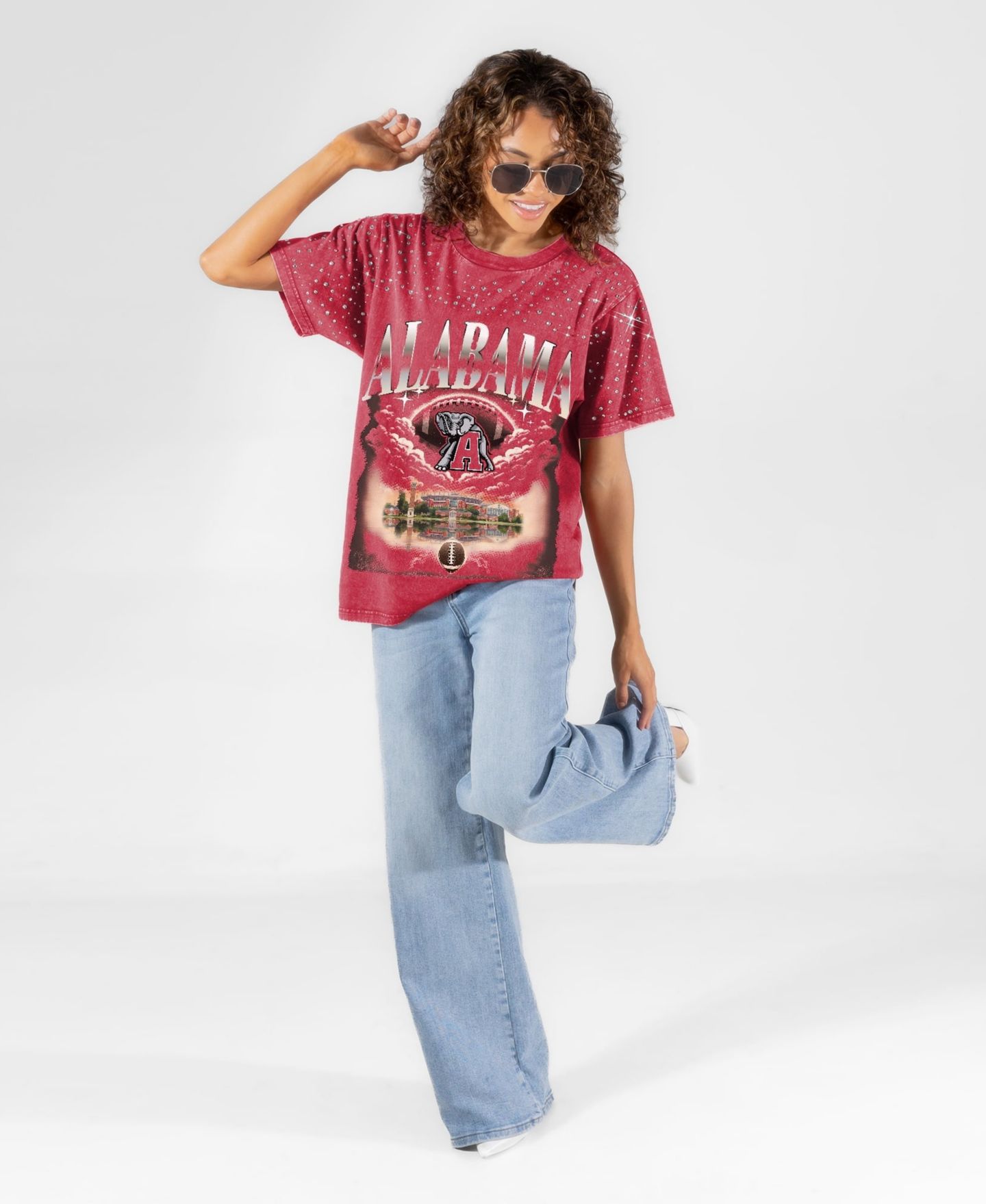 Женская футболка Gameday Couture Crimson Alabama Crimson Tide Sky's the Limit Washed Micro Rhinestone — фото 3