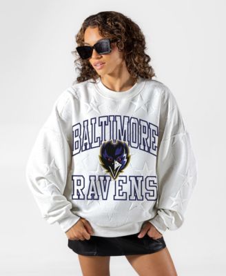 Women's White Baltimore Ravens Big Play Energy Tonal Star Embossed Sweatshirt