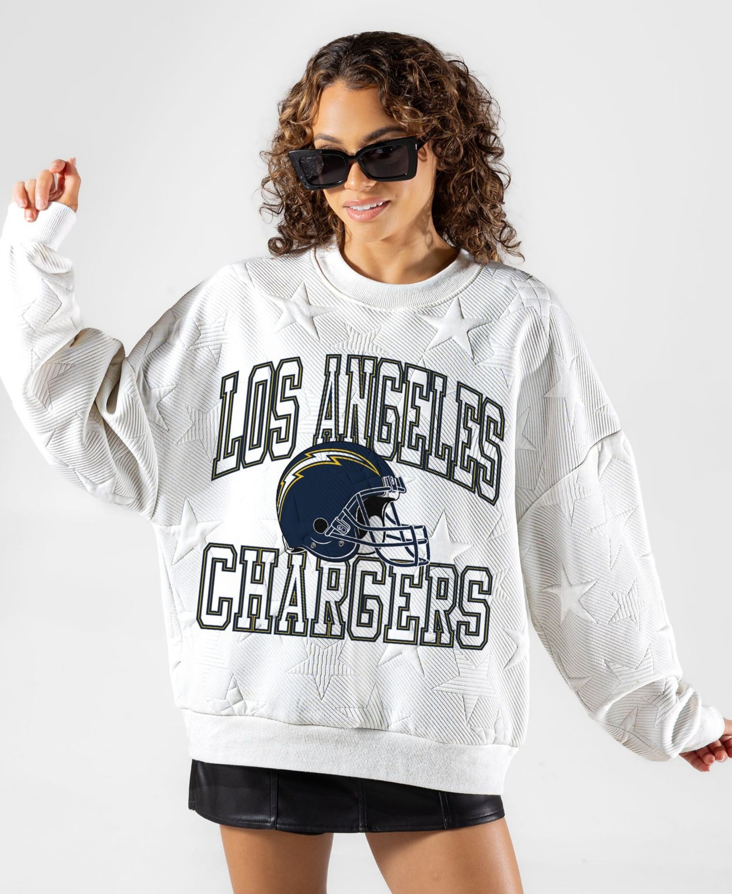 Женская толстовка Gameday Couture White Los Angeles Chargers Big Play Energy Tonal Star Embossed — фото 4