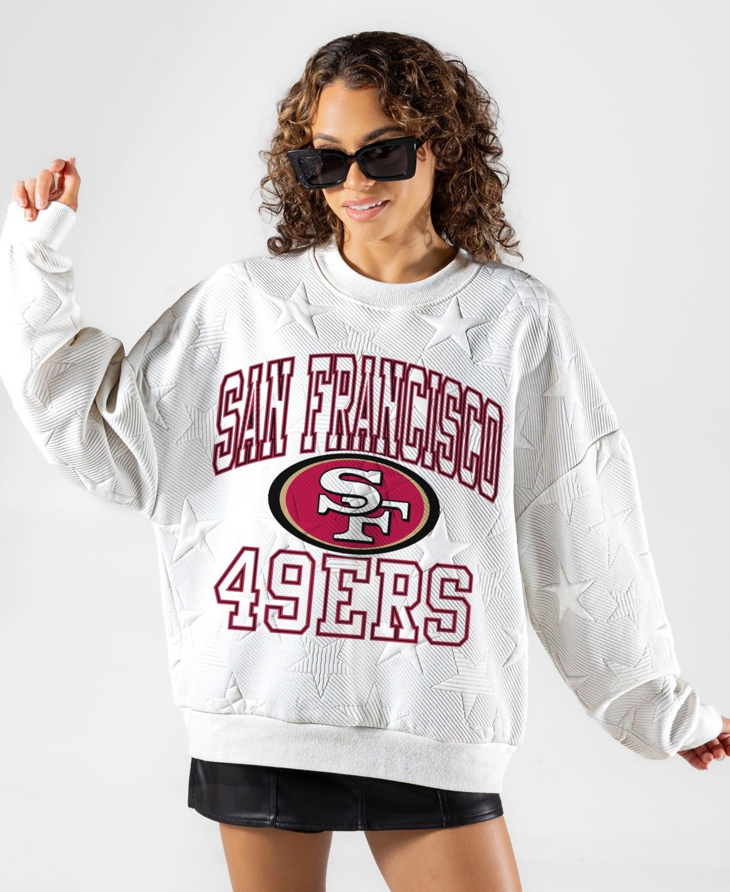 Женская толстовка Gameday Couture White San Francisco 49ers Big Play Energy Tonal Star Embossed — фото 4