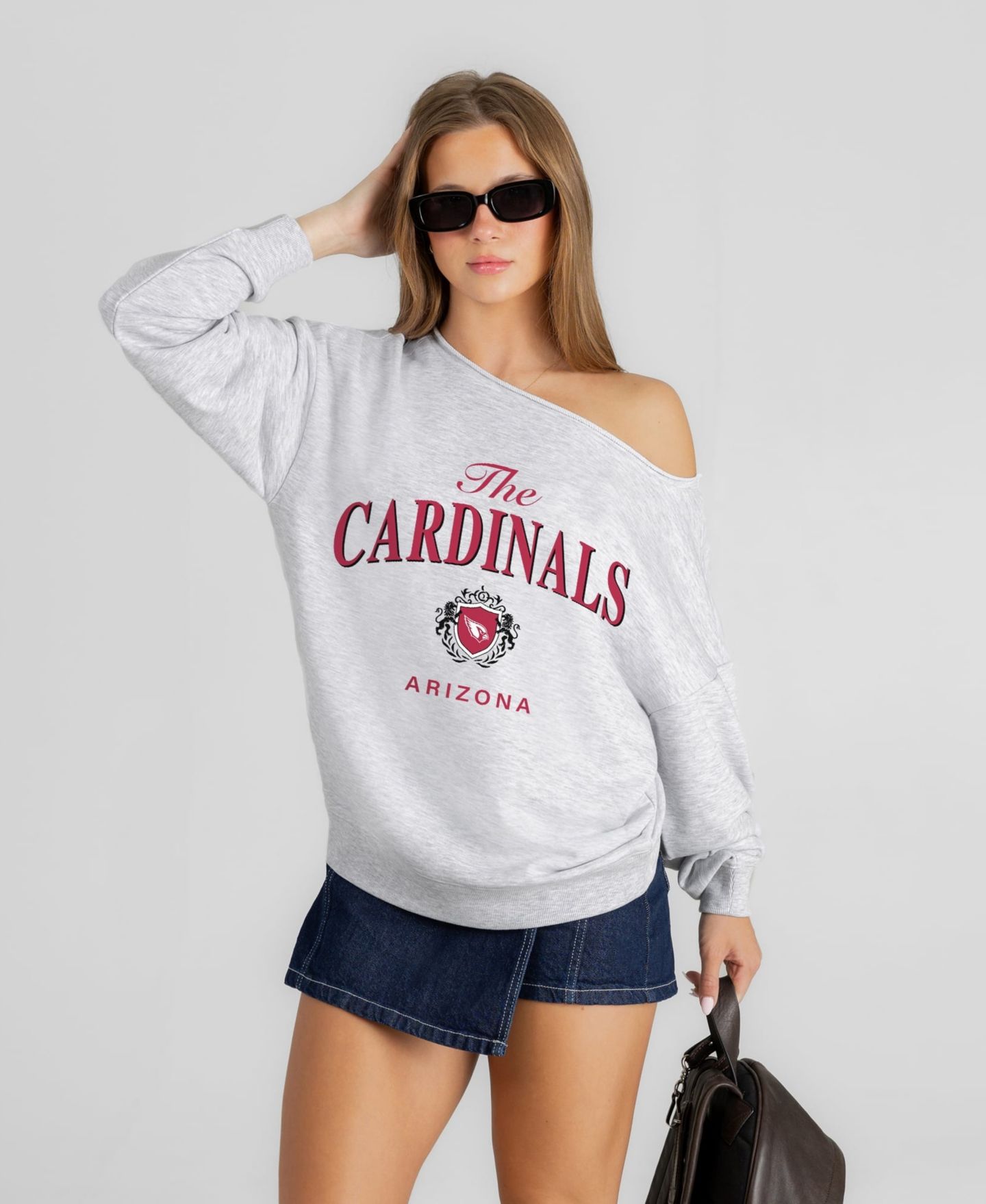 Женская толстовка Gameday Couture Ash Arizona Cardinals Offsides Energy Off-Shoulder — фото 1