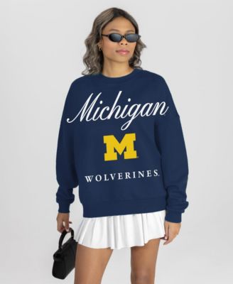 Women's Navy Michigan Wolverines Legacy Club Oversized Premium Fleece Sweatshirt