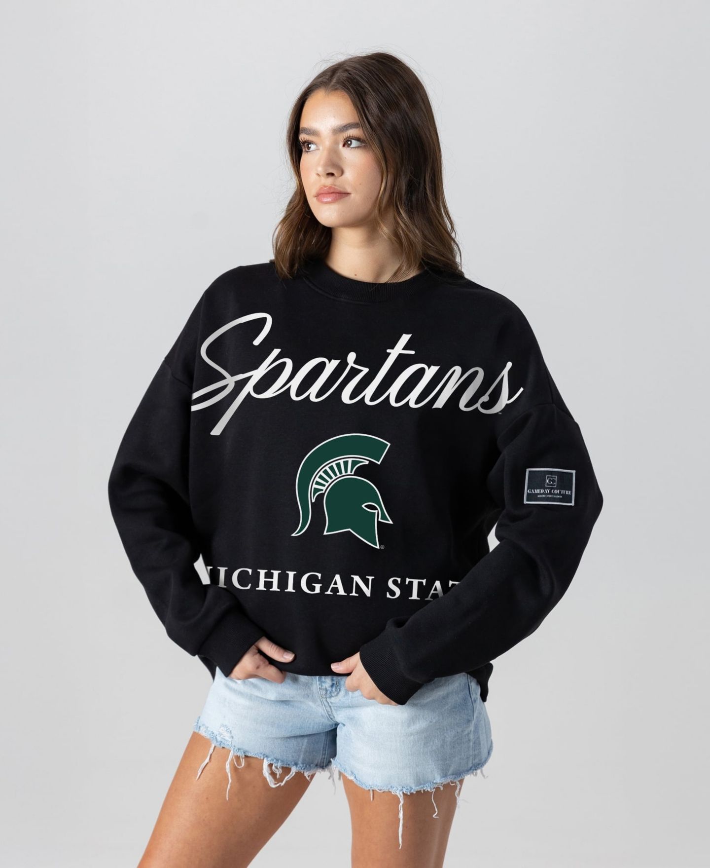 Женская толстовка Gameday Couture Black Michigan State Spartans Oversized Legacy Club Black Label Premium Fleece — фото 1